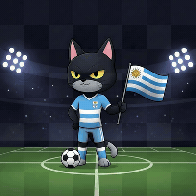 A Black Cat Is Holding A Flag And A Soccer Ball GIF