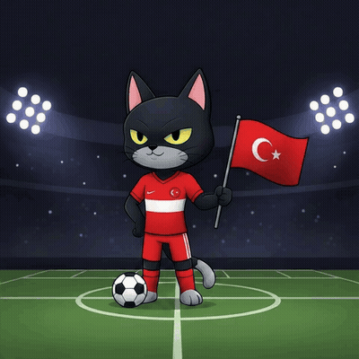 A Black Cat Is Holding A Flag And A Soccer Ball On A Field GIF