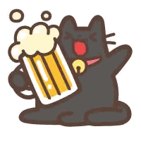A Black Cat Is Holding A Mug Of Beer With Foam Sticker