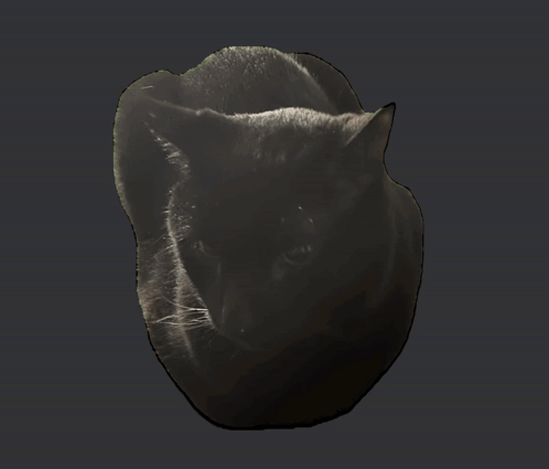 A Black Cat Is Laying Down On A Dark Grey Background GIF