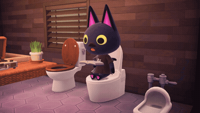 A Black Cat Is Sitting On A Toilet In A Video Game GIF