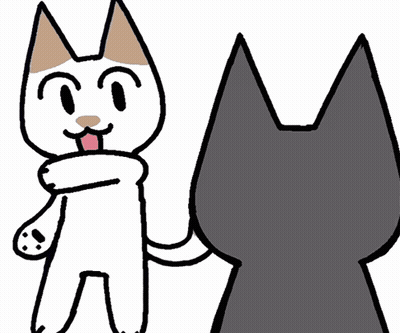 A Black Cat Is Standing Next To A Shadow Of It GIF