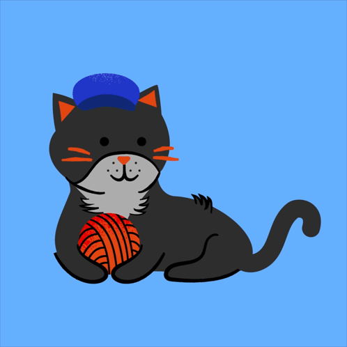 A Black Cat With A Blue Hat That Says Let 'S Paw-Ty GIF
