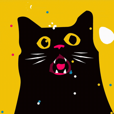 A Black Cat With A Surprised Look On His Face GIF