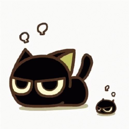 A Black Cat With Glasses Is Laying Down Next To A Smaller Cat . GIF