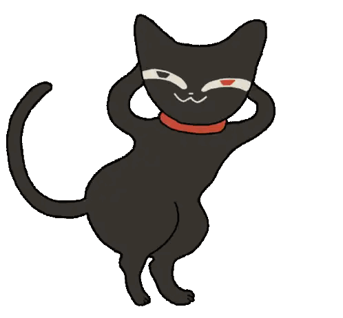 A Black Cat With Red Eyes And A Red Collar Sticker