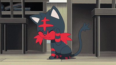 A Black Cat With Red Stripes On Its Legs And A Red Cross On Its Head GIF