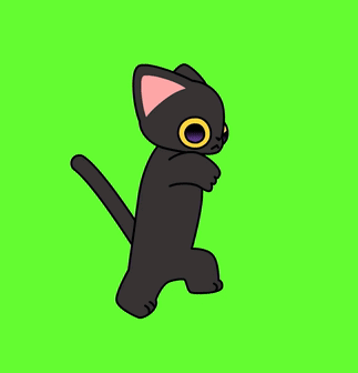 A Black Cat With Yellow Eyes Is Dancing On A Green Screen GIF