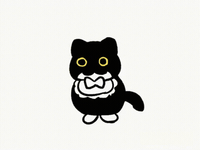 A Black Cat With Yellow Eyes Is Wearing A Bow Tie And A White Scarf . GIF