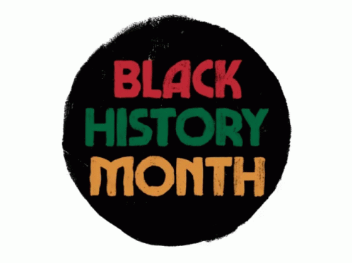 A Black Circle With The Words " Black History Month " Written On It GIF