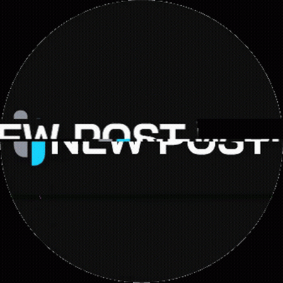 A Black Circle With The Words New Post Written On It GIF