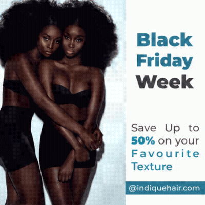 A Black Friday Week Advertisement With Two Women Hugging Each Other GIF