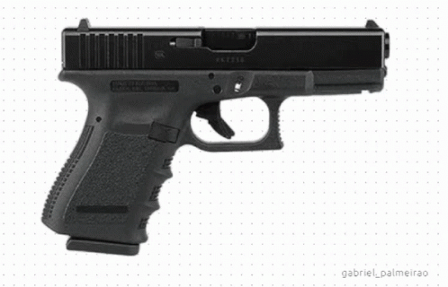 A Black Glock 19 Pistol Is Sitting On A White Surface GIF