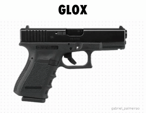 A Black Gun With The Word Glox Written On It GIF