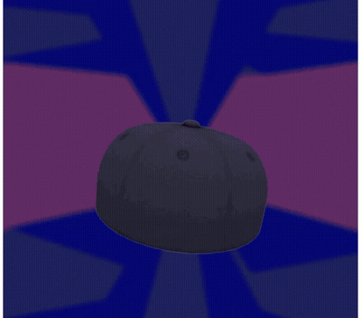 A Black Hat Is Floating In The Air On A Blue And Purple Background GIF