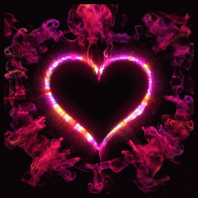 A Black Heart Is Surrounded By A Rainbow Colored Smoke Ring GIF