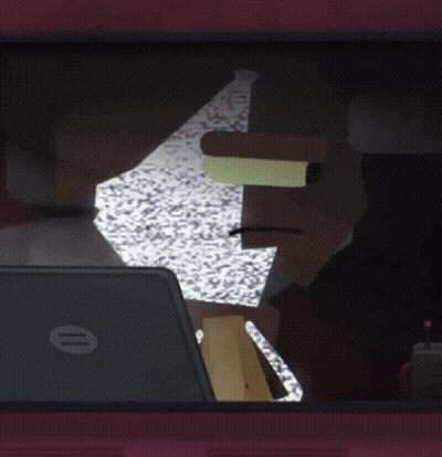 A Black Hp Laptop Is Sitting On A Purple Table GIF
