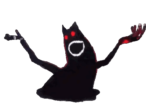 A Black Monster With Red Eyes And A White Circle On His Face Sticker