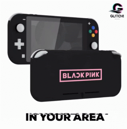 A Black Nintendo Switch With A Black Pink Logo On It GIF