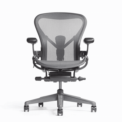 A Black Office Chair With A Mesh Back And Arm Rests On A White Background GIF