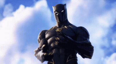A Black Panther Standing In Front Of A Blue Sky GIF
