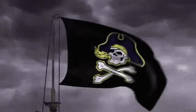 A Black Pirate Flag With A Skull And Crossbones GIF