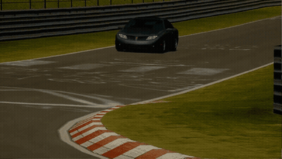 A Black Pontiac Car Is Driving Down A Road GIF