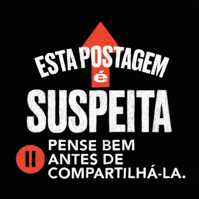 A Black Poster With A Red Arrow Pointing Up And The Words " Esta Postagem E Suspiita " GIF