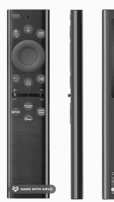 A Black Remote Control With Netflix And Disney Icons On It GIF