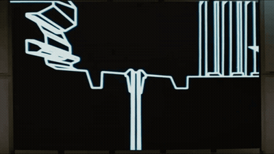 A Black Screen With A White Line Drawing Of A Person GIF