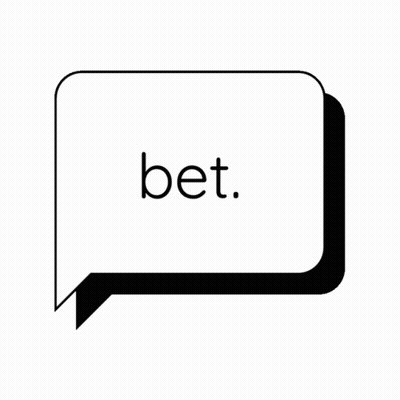 A Black Speech Bubble With The Word Bet Written Inside GIF