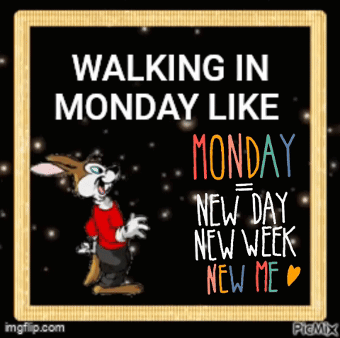 A Blackboard With A Kangaroo And The Words Walking In Monday Like Monday GIF