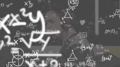 A Blackboard With Mathematical Equations And The Letters Bhx Written In White GIF
