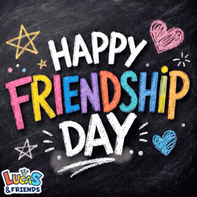 A Blackboard With The Words Happy Friendship Day Written In Chalk GIF