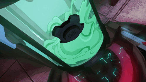 A Blender With A Green Liquid Coming Out Of It And The Letter S On The Bottom GIF