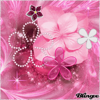 A Blingee Picture Of Pink Flowers And Pearls GIF