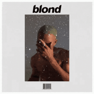 A Blond Album Cover Has A Man Covering His Face GIF