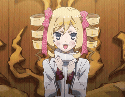 A Blonde Anime Girl With A Pink Bow On Her Hair GIF