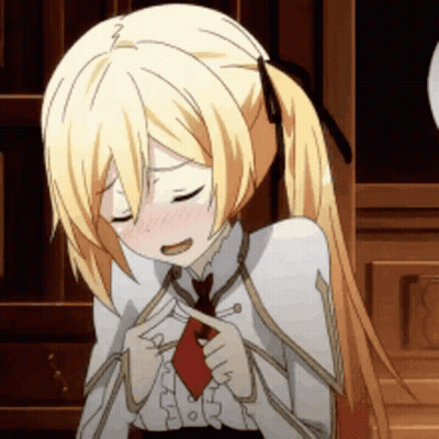 A Blonde Anime Girl With A Red Tie GIF