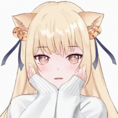 A Blonde Anime Girl With Cat Ears And Bells On Her Head GIF