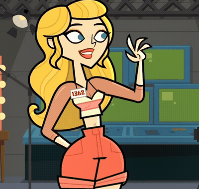 A Blonde Cartoon Girl With A Name Tag That Says 1262 GIF