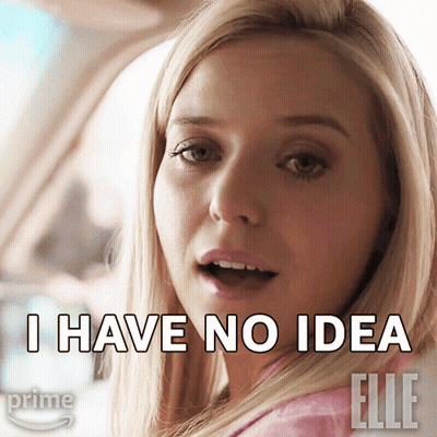 A Blonde Woman Says I Have No Idea In Front Of A Picture Of Her GIF