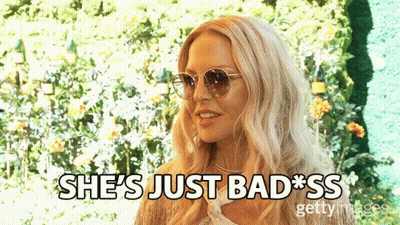 A Blonde Woman Wearing Sunglasses Says She 'S Just Bad Ss GIF