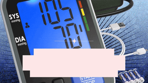 A Blood Pressure Monitor Displays A Sys Mmhg And A Dia Mmhg GIF