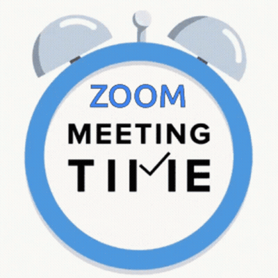 A Blue Alarm Clock Says Zoom Meeting Time GIF