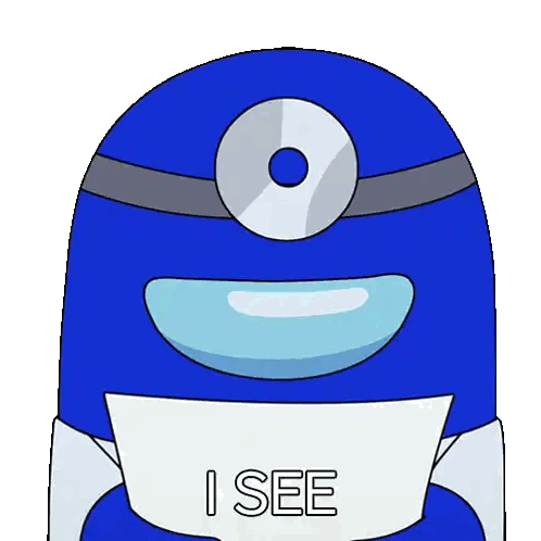 A Blue Among Us Character Is Holding A Piece Of Paper That Says " I See " Sticker