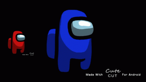 A Blue Among Us Character Is Standing Next To A Red One GIF