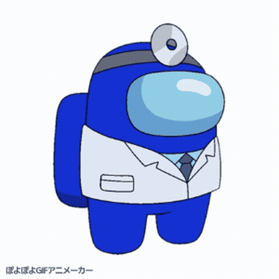 A Blue Among Us Character With A Doctor 'S Hat GIF