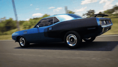 A Blue And Black Car With A License Plate That Says ' A ' On It GIF