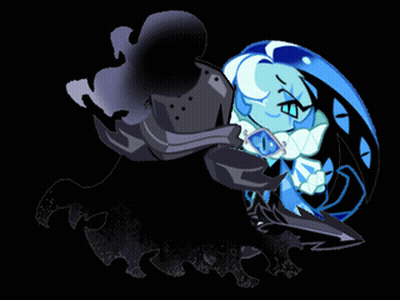 A Blue And Black Cartoon Character With A Sword In Her Hand GIF